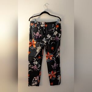 Zara Black Floral Women's Dress Pants